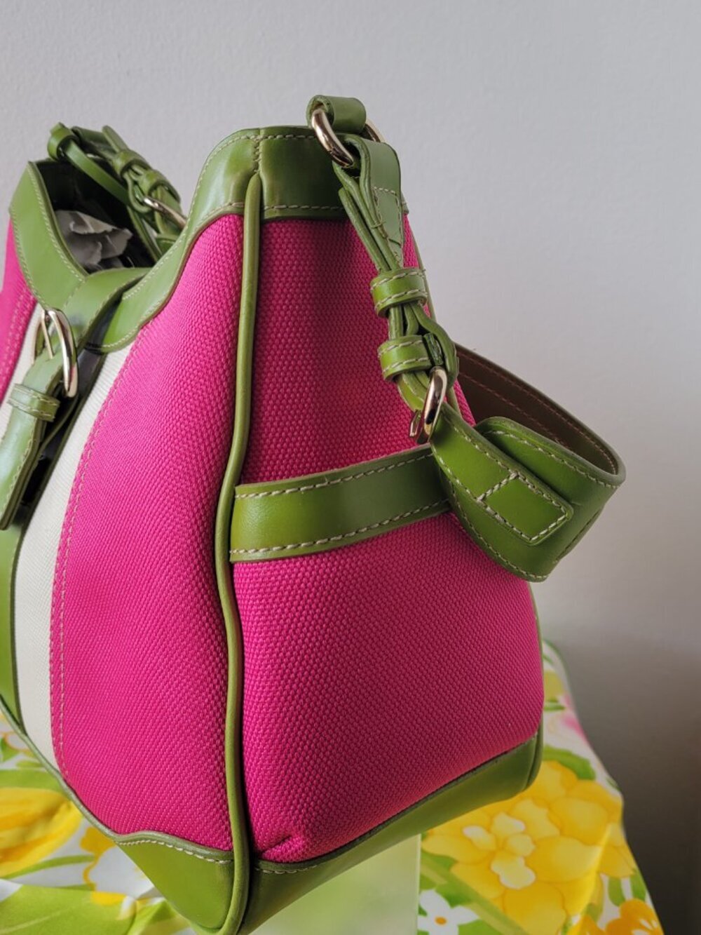 NWOT Vintage Y2K Liz Claiborne Colorblock Canvas Shoulder Bag - Picture 2 of 16